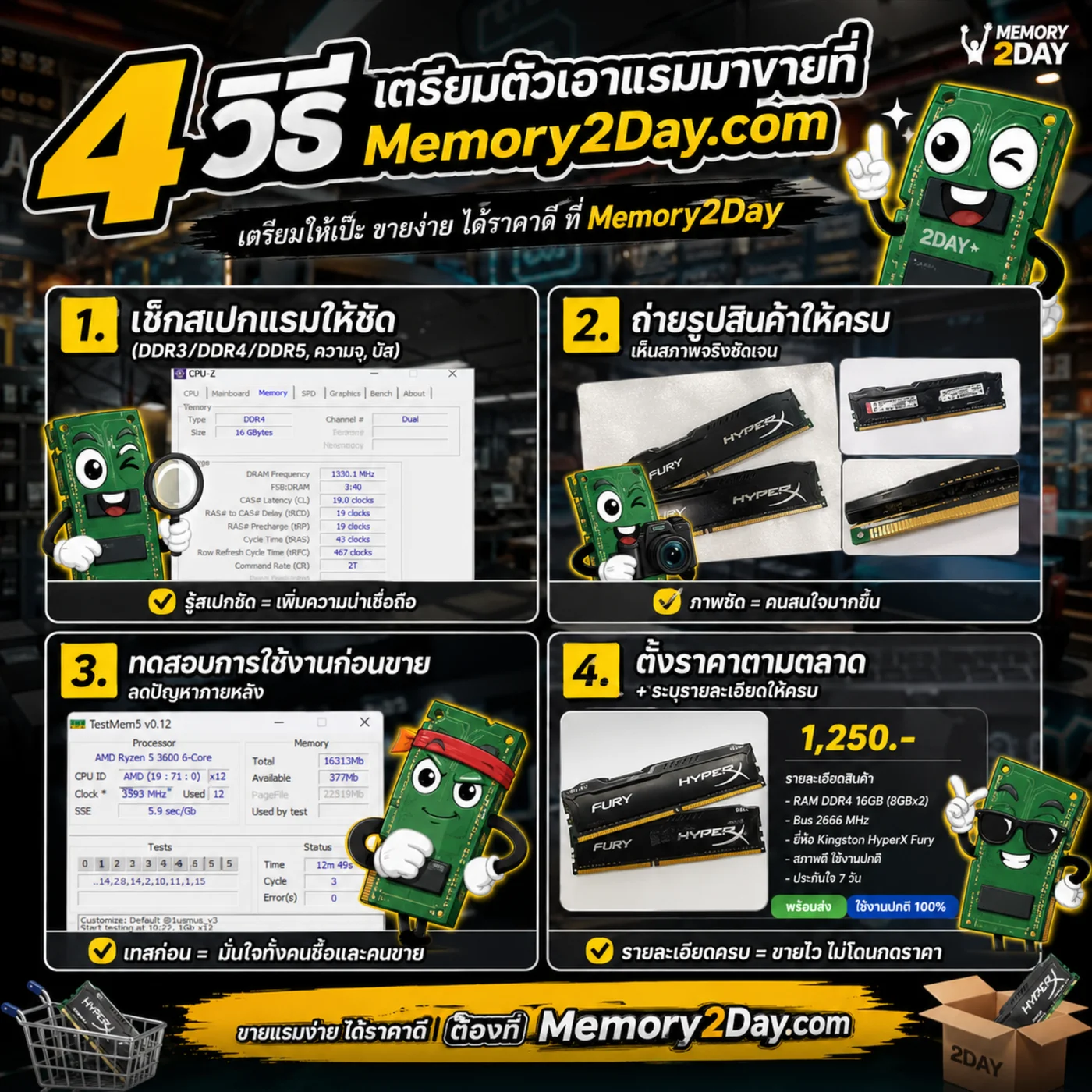 4 วิธีเตรียม RAM ขายที่ Memory2Day.com